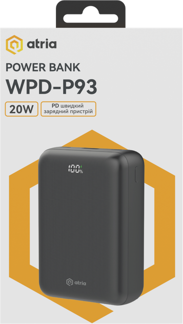 УМБ Atria WPD-P93 30000 mAh 22.5W PD USB-C Black (WPD-P93) - зображення 4