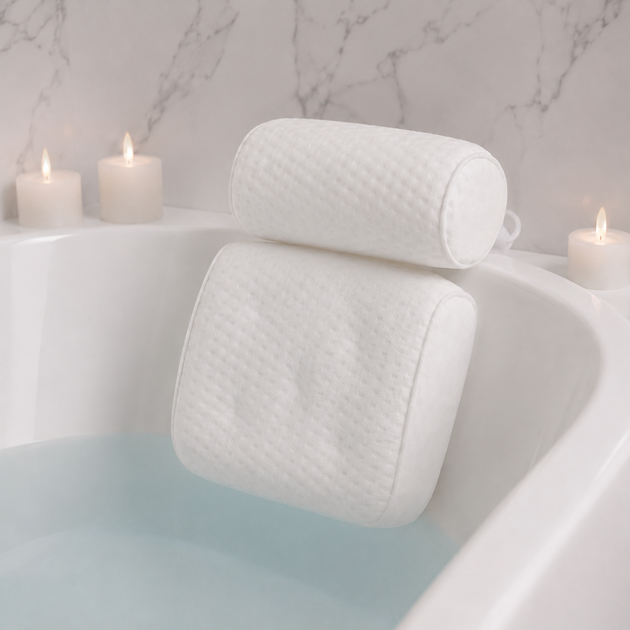 М'яка ергономічна SPA-подушка для ванни з присосками та підтримкою голови і шиї, 30х36х10 біла KT9001301 - Фото 4 М'яка ергономічна SPA-подушка для ванни з присосками та підтримкою голови і шиї, 30х36х10 біла KT9001301 - зображення 4