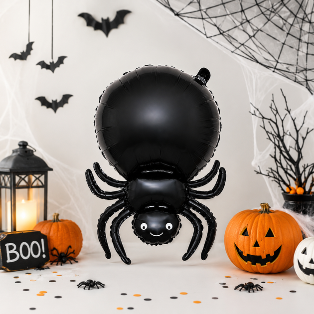 Фольгированный Шар Милый Паук Halloween 78х48см (30") Черный - Фото 2 Фольгированный Шар Милый Паук Halloween 78х48см (30") Черный - изображение 2