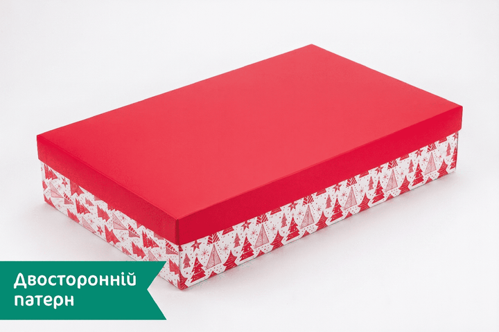 Коробка "Мега" 400×250×80 мм "Ялинки святкові" М0046-о18 - Фото 2 Коробка "Мега" 400×250×80 мм "Ялинки святкові" М0046-о18 - зображення 2