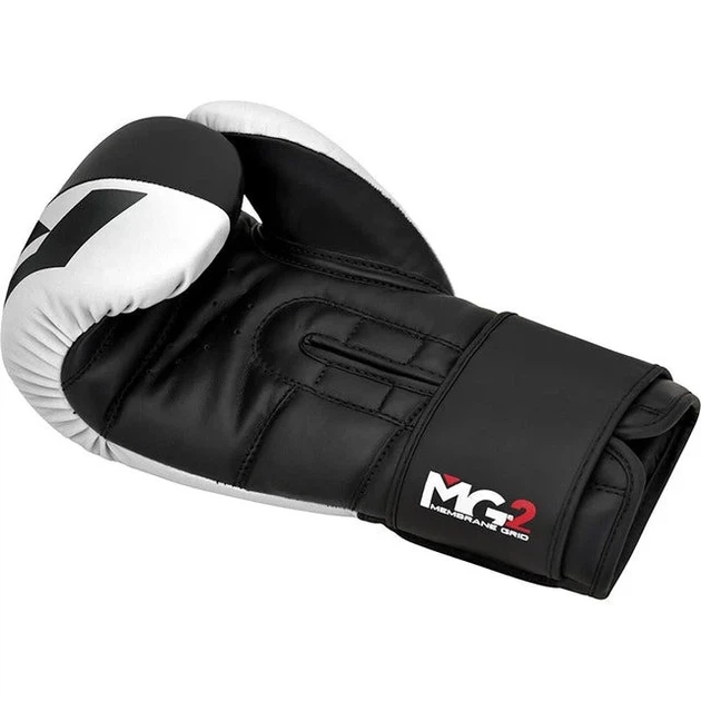 Боксерські рукавиці RDX PU 14 oz Біло-чорні з капою у комплекті - зображення 3