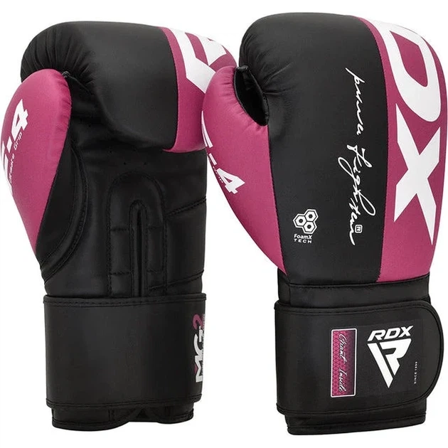 Боксерські рукавиці RDX PU 12 oz Рожеві Чорні з капою в комплекті - зображення 2