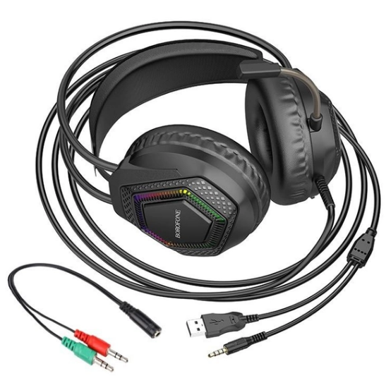 Наушники игровые с микрофоном Borofone BO105 черные - изображение 6