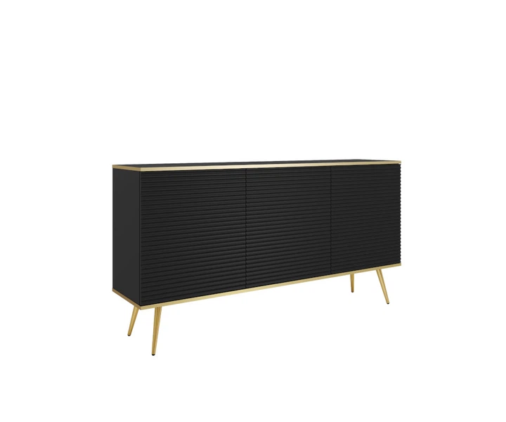 Комод Perfect Home Оро/Oro K160 MDF 3-дверний із золотими ніжками Чорний - зображення 3