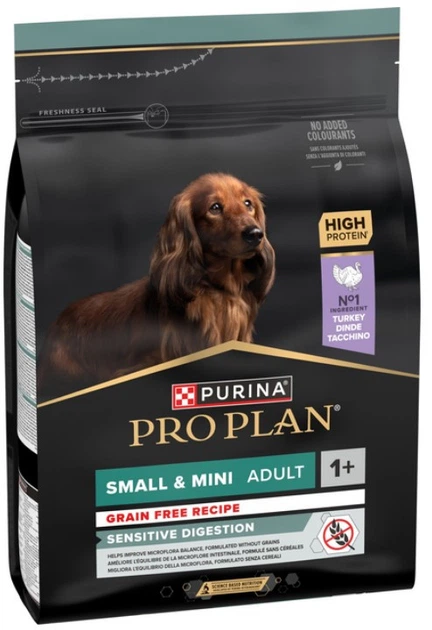 Сухий беззерновий корм Purina Pro Plan Small&Mini 1+ Sensitive Digestion для собак малих порід з чутливим травленням , 1кг - зображення 2