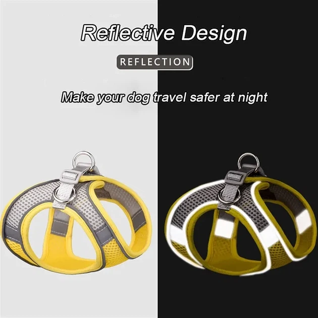 Шлея-жилет светоотражающая для кошек и собак Harness Vest S Yellow - Фото 2 Шлея-жилет светоотражающая для кошек и собак Harness Vest S Yellow - изображение 2