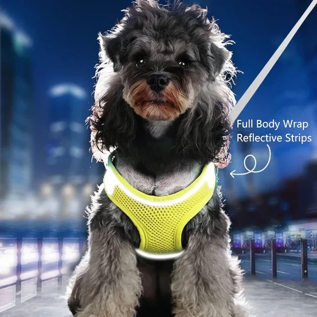 Шлея-жилет светоотражающая для кошек и собак Harness Vest S Yellow - Фото 5 Шлея-жилет светоотражающая для кошек и собак Harness Vest S Yellow - изображение 5