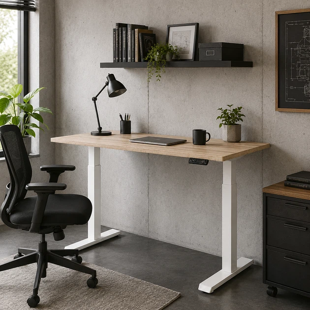 Стол Space 2 электрической регулировкой высоты Ferrum-decor 75x100x67 Белый металл ДСП Дуб Сонома 16 мм (SPACE2040) - изображение 4