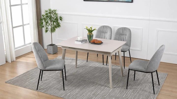 Стол обеденный раскладной LORIAN CERAMIC 120(180)*80 белый / кашемир Intarsio - изображение 7