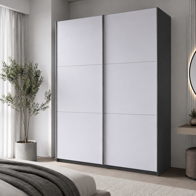 Шкаф купе Doros G-Caiser Антрацит/Белый 2 ДСП / 3 части 160х60х240 (42005410) (DRS-012243) - Фото 3 Шкаф купе Doros G-Caiser Антрацит/Белый 2 ДСП / 3 части 160х60х240 (42005410) (DRS-012243) - изображение 3