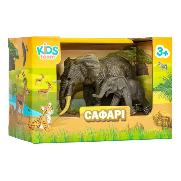 Набір фігурок Kids Team Сафарі Слон та слоненя ,Q9899-A24 - Фото 3 Набір фігурок Kids Team Сафарі Слон та слоненя ,Q9899-A24 - зображення 3