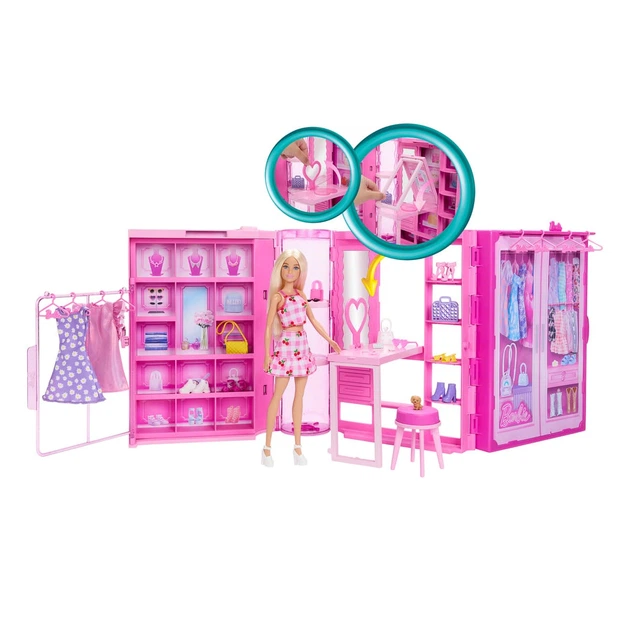 Набір Стильна гардеробна Barbie з лялькою, HXD58 - Фото 3 Набір Стильна гардеробна Barbie з лялькою, HXD58 - зображення 3