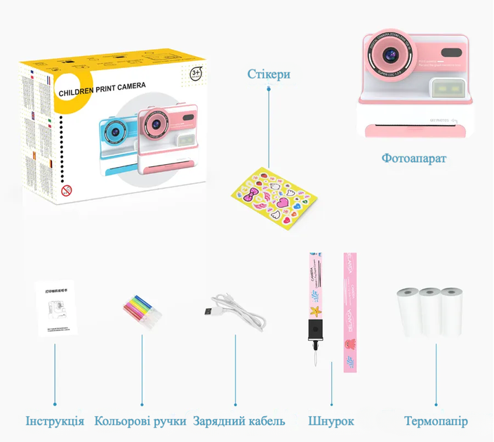 Детская фотокамера моментальной печати DELANDA - голубая - изображение 2