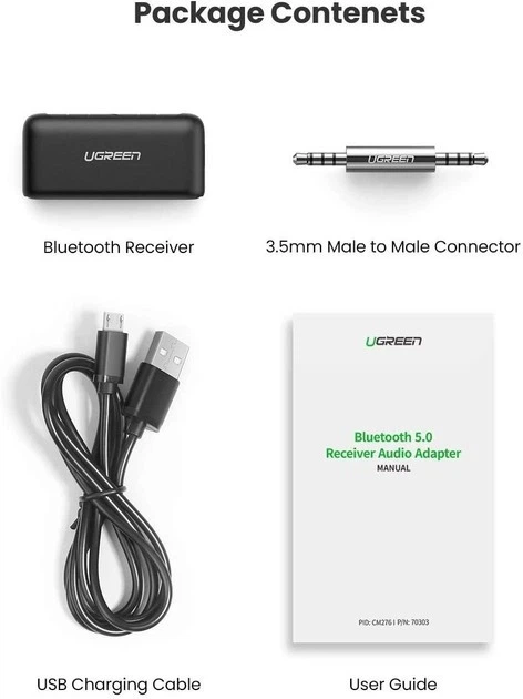 Ресивер приймач бездротовий UGREEN 70303 CM276 Bluetooth 5.0 Receiver Audio Adapter - изображение 5