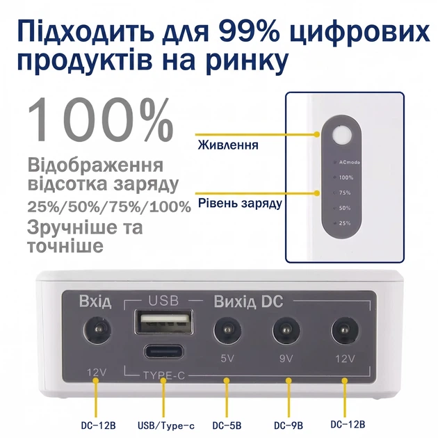 Безперебійник для роутера NEP 10400mAh 24W з блоком живлення ДБЖ для роутера міні упс mini ups ибп для роутера WIFI - изображение 4