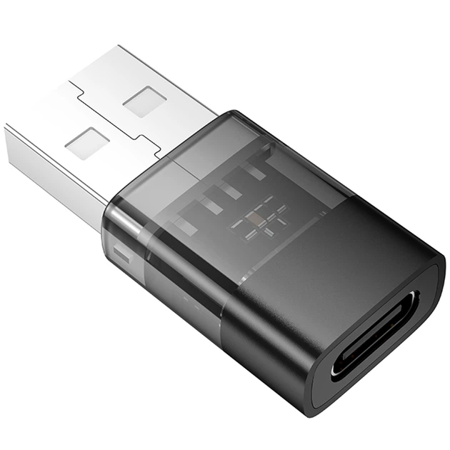 Перехідник Hoco UA36C USB male to Type-C female USB2.0 Black - Фото 4 Перехідник Hoco UA36C USB male to Type-C female USB2.0 Black - зображення 4