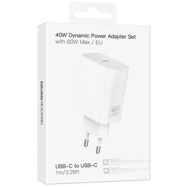 МЗП Borofone BA109A Star PD40W (1USB-C) + кабель Type-C to Type-C White - зображення 2