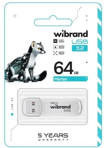 Флеш накопичувач USB 64Gb Wibrand Marten, White, USB 3.2 Gen 1 (WI3.2/MA64P10W) - изображение 2