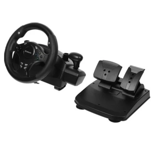 Кермо ігрове Defender Rager, Black, USB, 12 кнопок, 8-позиційний D-Pad, вібрація, педалі (газ / гальмо, 1.6 м), діаметр 250 мм, кут повороту 270°, для ПК / PlayStation 4/3 / Nintendo Switch / XBOX One/Series X/S, 2 м (64067) - изображение 2