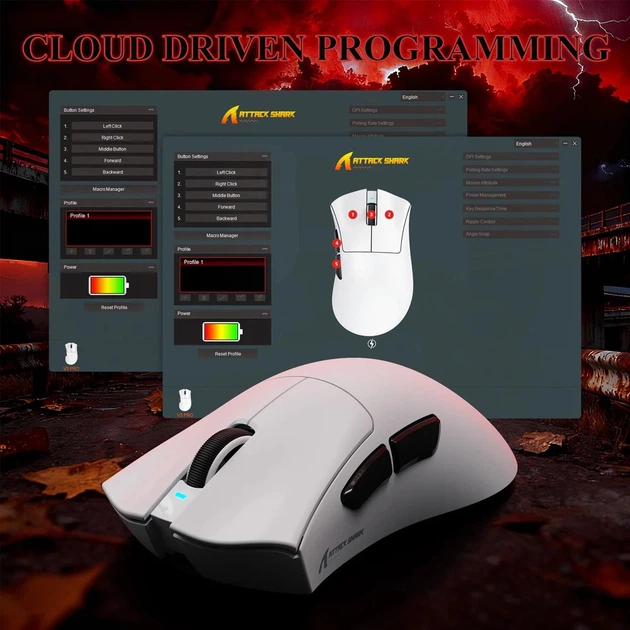 Мишка Attack Shark V3Pro Ultra-Light, Wireless/Bluetooth, 25000dpi. (PAW3311), 6кн., White - Фото 5 Мишка Attack Shark V3Pro Ultra-Light, Wireless/Bluetooth, 25000dpi. (PAW3311), 6кн., White - изображение 5