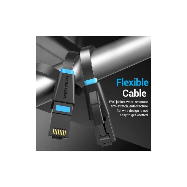 Патч-корд 1м, UTP cat 6 RJ-45 flat black Vention (IBJBF) - Фото 2 Патч-корд 1м, UTP cat 6 RJ-45 flat black Vention (IBJBF) - зображення 2