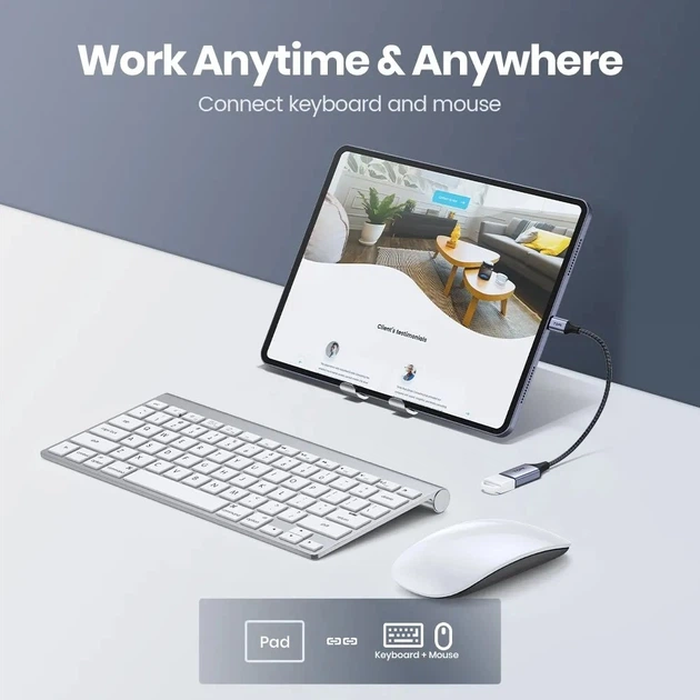 OTG кабель-переходник TOPK A10 с Type-C на USB 2.0, серый - изображение 3
