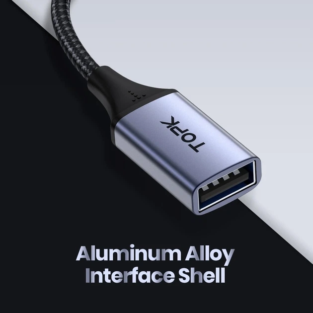OTG кабель-переходник TOPK A10 с Type-C на USB 2.0, серый - изображение 6