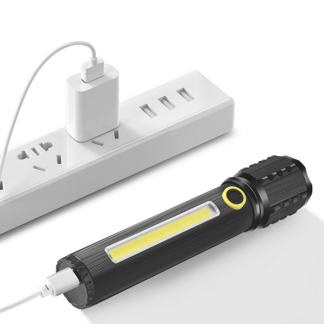 Потужний ліхтар ручний акумуляторний з USB, ZOOM та бічним світлом, BL-C72-P50 + Кейс - Фото 8 Потужний ліхтар ручний акумуляторний з USB, ZOOM та бічним світлом, BL-C72-P50 + Кейс - зображення 8