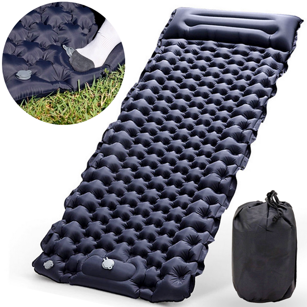 Надувной туристический коврик каремат (188х58х6 см) Outdoor Sleeping Black - Фото 1 Надувной туристический коврик каремат (188х58х6 см) Outdoor Sleeping Black - изображение 1