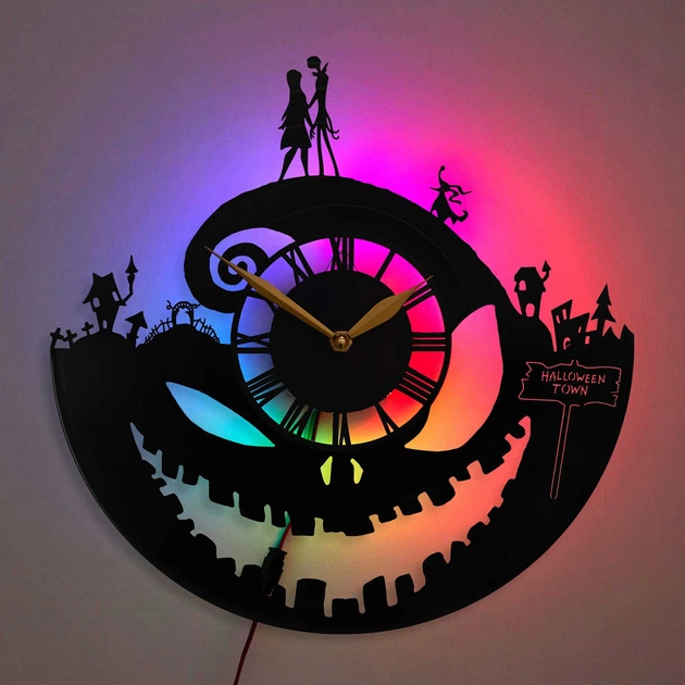 Настенные часы Джек Скеллингтон (Jack Skellington) с LED-подсветкой, Кошмар перед Рождеством (The Nightmare Before Christmas), Halloween, готический декор, подарок киноману - Фото 1 Настенные часы Джек Скеллингтон (Jack Skellington) с LED-подсветкой, Кошмар перед Рождеством (The Nightmare Before Christmas), Halloween, готический декор, подарок киноману - изображение 1