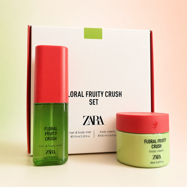 Парфюмированный набор ZARA Floral Fruity Crush Set : мист для волос и тела 75 мл + крем 90 мл - изображение 2