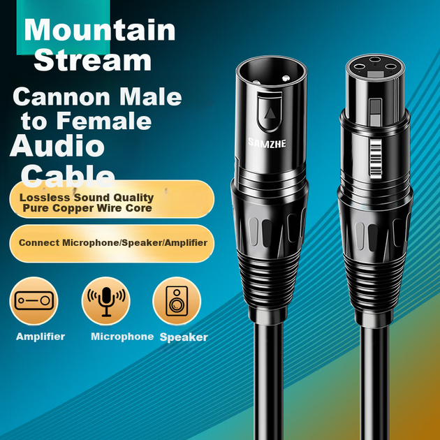 Мікрофонний кабель SAMZHE SKN-100 XLR Male - XLR Female 10 м Black - зображення 2