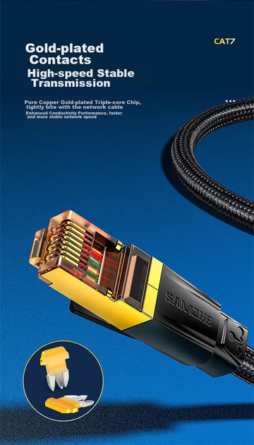 Патч-корд SAMZHE RJ7080M Cat 7 экранированный 10 Гбит/с 8 м Черный - изображение 13