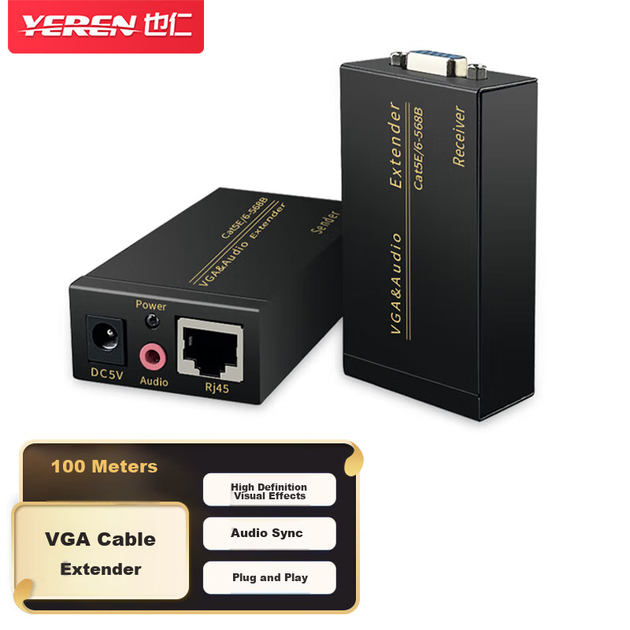 Удлинитель VGA Yeren по витой паре RJ45 к 100 м с усилителем сигнала (YR-A124) - изображение 3