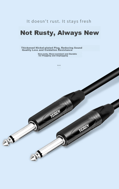 Кабель аудио Yeren YR-YP45 Jack 6.35 мм «тато-тато», 10 м, черный - изображение 11