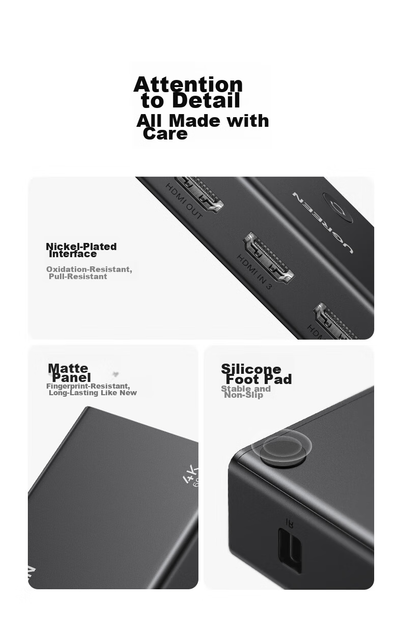 Перемикач UGREEN 90800 HDMI 2.0 4K 60 Гц - Фото 16 Перемикач UGREEN 90800 HDMI 2.0 4K 60 Гц - зображення 16