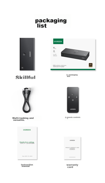 Перемикач UGREEN 90800 HDMI 2.0 4K 60 Гц - Фото 19 Перемикач UGREEN 90800 HDMI 2.0 4K 60 Гц - зображення 19