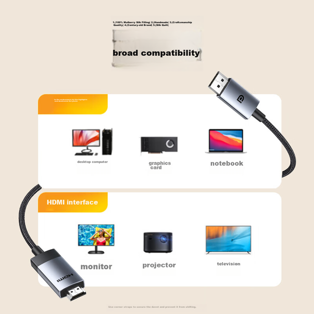 Адаптерний кабель UGREEN DP-HDMI, відео 4K60Hz, DisplayPort-HDMI 2.0, для підключення комп'ютера до телевізора, 2 м, модель 15774 - Фото 7 Адаптерний кабель UGREEN DP-HDMI, відео 4K60Hz, DisplayPort-HDMI 2.0, для підключення комп'ютера до телевізора, 2 м, модель 15774 - зображення 7