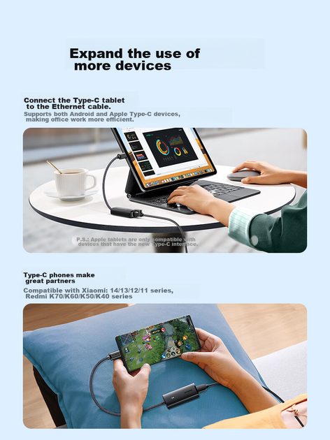 Сетевой адаптер Ugreen 15637 / USB Type-C / Gigabit Ethernet / Black - Фото 11 Сетевой адаптер Ugreen 15637 / USB Type-C / Gigabit Ethernet / Black - изображение 11