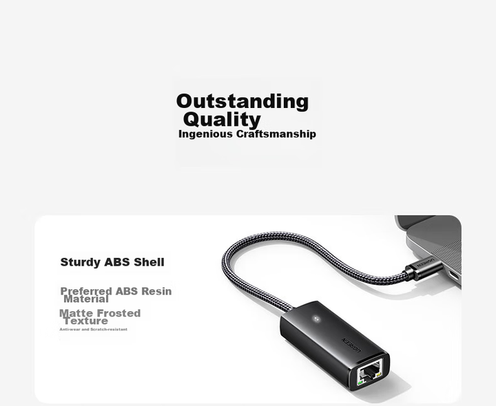 Сетевой адаптер Ugreen 15637 / USB Type-C / Gigabit Ethernet / Black - Фото 14 Сетевой адаптер Ugreen 15637 / USB Type-C / Gigabit Ethernet / Black - изображение 14