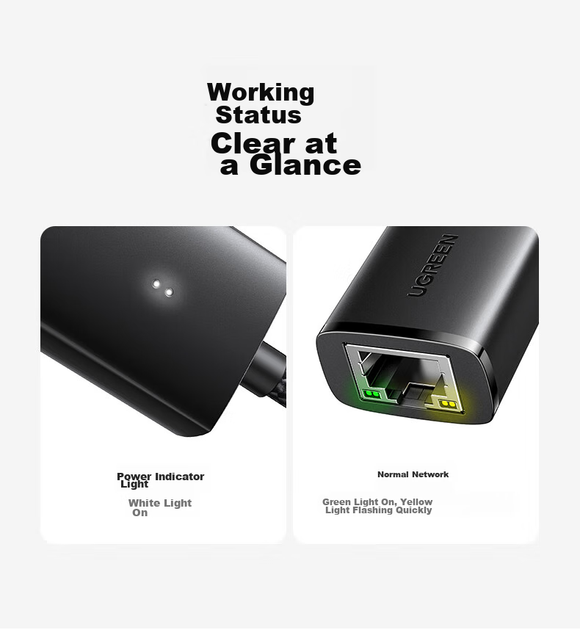 Сетевой адаптер Ugreen 15637 / USB Type-C / Gigabit Ethernet / Black - Фото 16 Сетевой адаптер Ugreen 15637 / USB Type-C / Gigabit Ethernet / Black - изображение 16