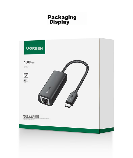 Сетевой адаптер Ugreen 15637 / USB Type-C / Gigabit Ethernet / Black - Фото 18 Сетевой адаптер Ugreen 15637 / USB Type-C / Gigabit Ethernet / Black - изображение 18