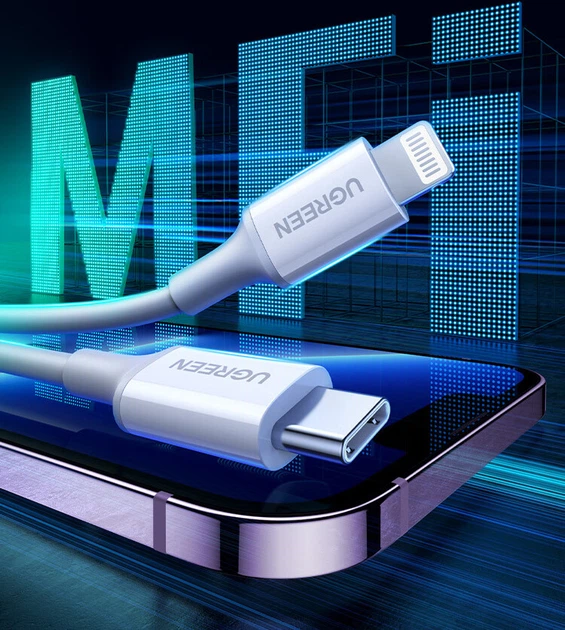 Кабель Ugreen 60749 USB Type-C - Apple Lightning MFi PD 30 Вт 2 м White - зображення 4
