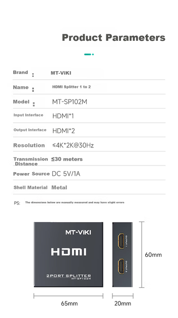 Разветвитель видеосигнала MT-viki MT-SP102M HDMI на 2 виходи - изображение 10