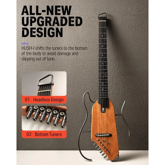 Гитарный комплект Donner Music HUSH-Ⅰ Silent Guitar Mahogany Natural EC1781 (36266) - изображение 2