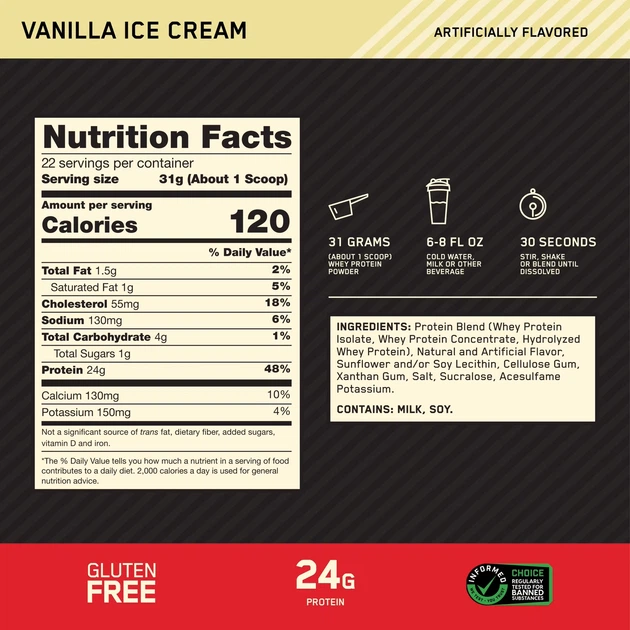 Протеин Gold Standard 100% Whey 680g (Vanilla Ice Cream) - Фото 2 Протеин Gold Standard 100% Whey 680g (Vanilla Ice Cream) - изображение 2