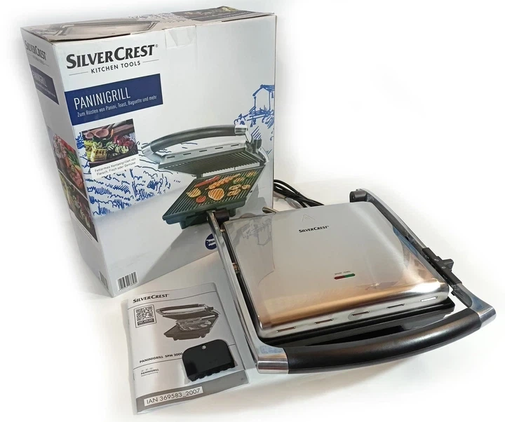 Электрический гриль прижимной SilverCrest SPM 2000 E2 Panini (2000 Вт, XXL, антипригарное покрытие ILAG - изображение 7