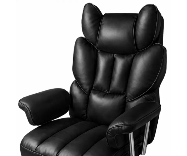 Комп'ютерне крісло керівника з екошкіри MASTER PRORELAX Чорний із підставкою для ніг офісне - изображение 5