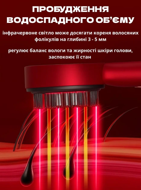 Электрическая массажная расческа для роста волос 212×85×50 мм - изображение 2