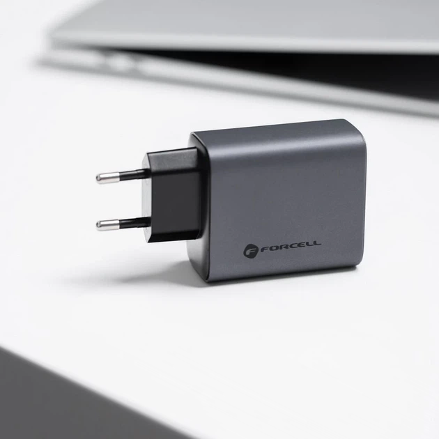 Сетевое зарядное устройство Forcell F-Energy GaN 2 x USB C + USB A QC4.0 PD 4A 65W Grey (5903396231452) - изображение 3